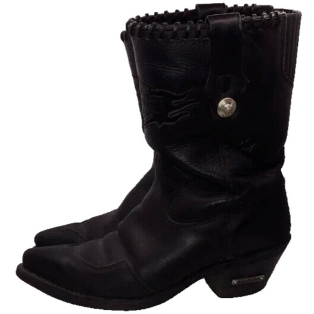 Harley-Davidson Ladies Black Leather Motorcycle Riding Boots Size 8M USA Made
